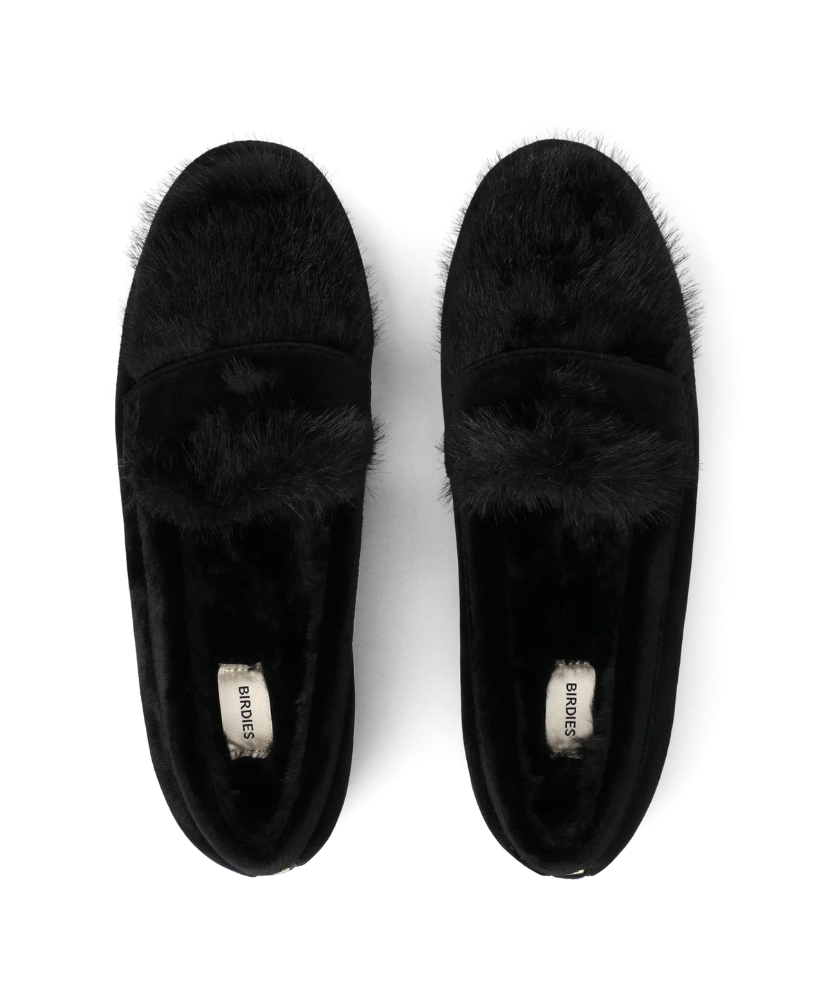 The Heron Loafer Cozy - Black Velvet Faux Fur