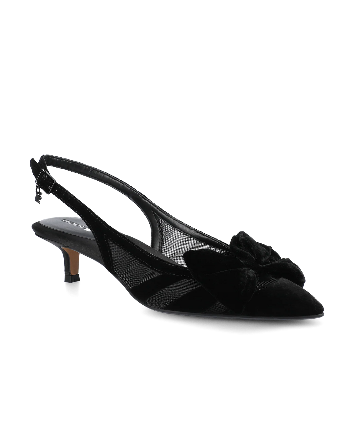 The Goldfinch Kitten Heel - Black Velvet Mesh