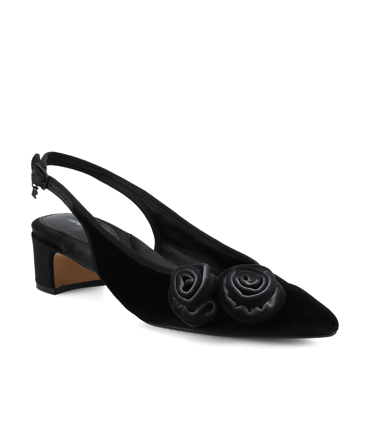 The Goldfinch 40 Slingback Flower - Black Velvet