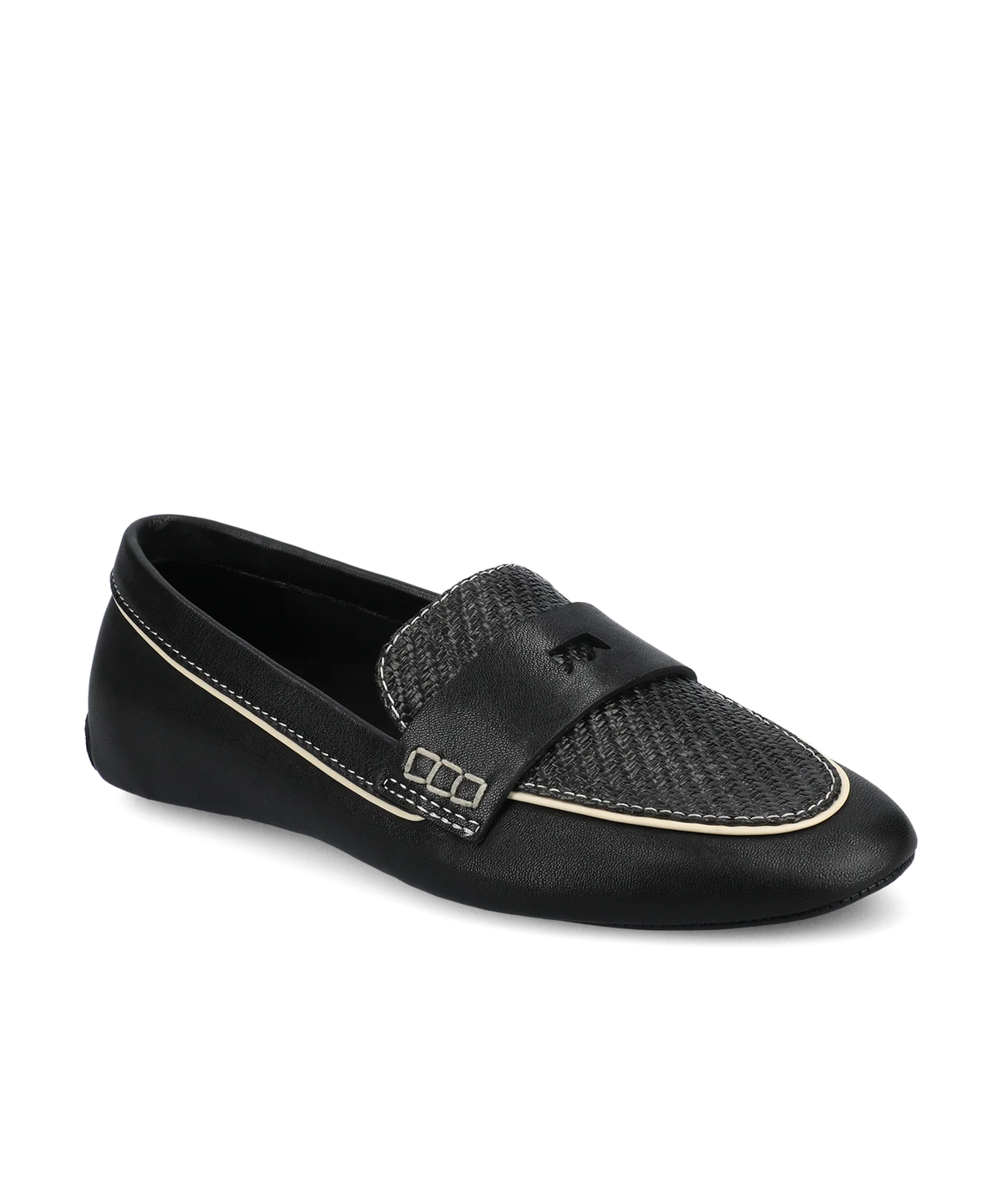 The Vesper Driver - Black Leather Raffia